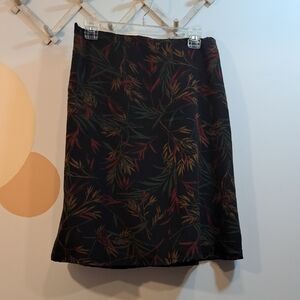 Chic Black Leaf Pattern Pencil Skirt